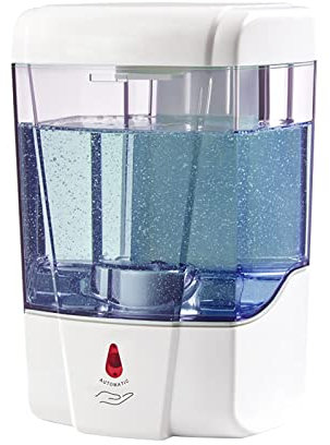 SWHC Distributeur Savon Automatique, Distributeur Savon Rechargeable de 600ml Distributeur Liquide Vaisselle sans Contact Réglable sur 2 Niveaux Etanche IPX5 Distributeur Savon Mural