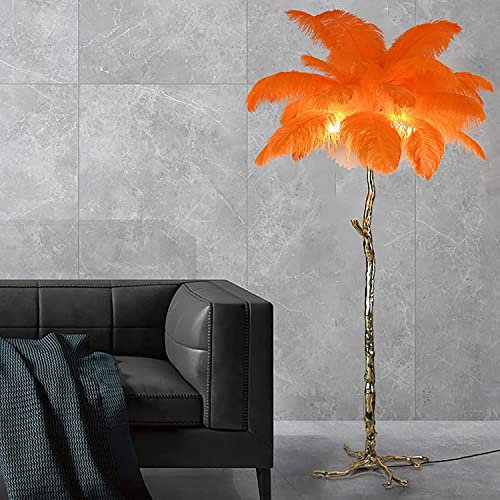 Natural Ostrich Feather Floor Lamp, Feather Palm Tree Floor Lamp, Romantic Princess Bedroom Reading Lamp, Home & Office Decor - Perfect Reading Lamp
