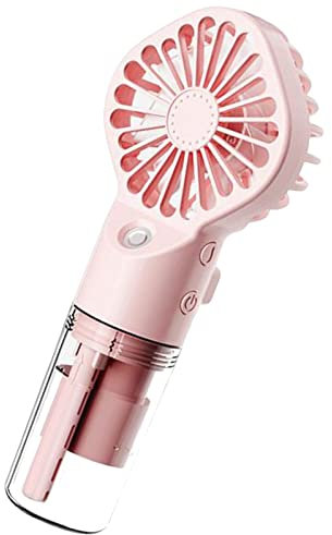 Ventilateur de Brumisation Portable, Mini Transparent Ventilateur de Brouillard Pulvérisation, Brumisateur Rechargeable Par USB avec 4 Vitesses Pour La Maison, Le Bureau, L'extérieur, Voyages , ROSE