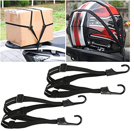 CGEAMDY 2 Stück Gepäckspanner Fahrrad, Motorrad-Gepäckseil Spanngurt Fahrrad Gepäckträger Spanngurt, Mit Haken Bungee Rack Gepäckgurt Elastischer Helmgurt(90cm)