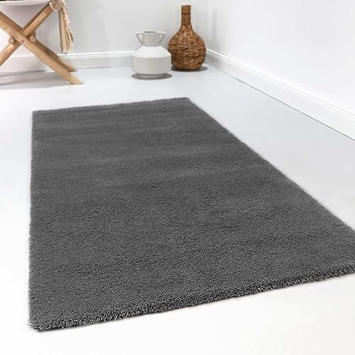 Wecon Home Esprit Schurwollteppich Hochflor modern, kuschelig, für Wohnzimmer, Schlafzimmer oder Arbeitszimmer – Greenwood Rug (170 x 240 cm, grau)