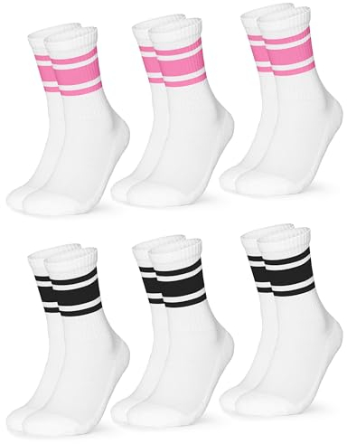 Occulto calze spugna donna 80% cotone pacco da 6 (modello: Steffi) Bianco Rosa Nero 39-42