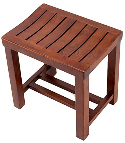 Eck-Duschbankhocker mit Ablage – wasserdichte Dusch-/Badehocker und Bänke aus Holz – Badezimmer-Fußstütze, Badewannensitz