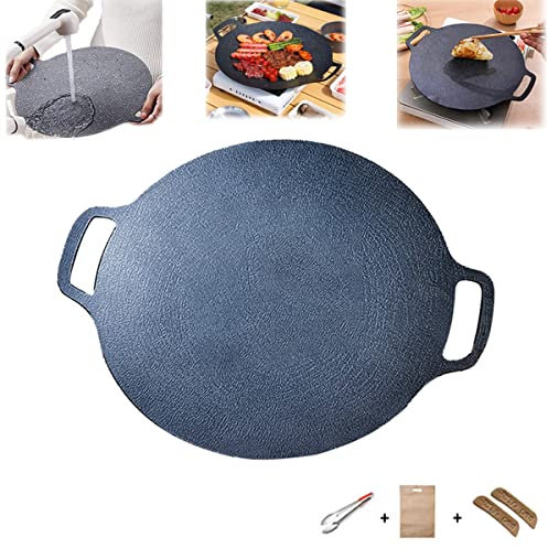 Padella Antiaderente Coreana Multifunzionale per Pietra Medica Medica 8 in 1 Padella per Barbecue per Piano Cottura Fornello da Campeggio Padella Rotonda in ghisa stagionata con Manico antis