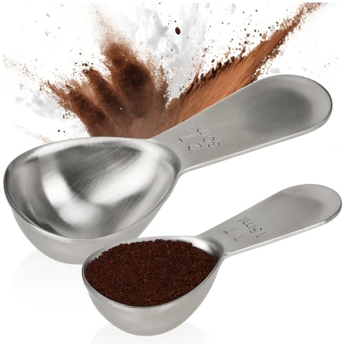 COM-FOUR® 2x cuillères à café en acier inoxydable - cuillères doseuses en deux tailles - cuillères doseuses avec poignée ergonomique - cuillères doseuses (couleur argent - 30ml + 15ml)