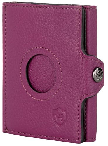 VON HEESEN Airtag Slim Wallet mit Münzfach & RFID-Schutz - Airtag Portmonee Herren klein aus echtem Leder - Mini Geldbörse - Kreditkartenetui Kartenetui - Portemonnaie Geldbeutel (Pink)