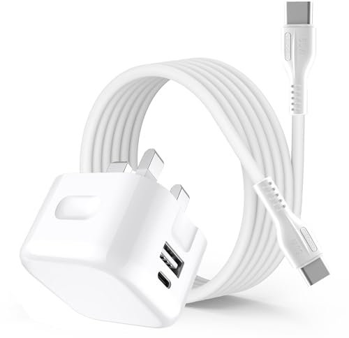 Galaxy S24 FE/A16 5g / A15 Charger, 20W Dual Port USB + USB C Wall Plug Travel Fast Charging Power Adapter With Super fast 60W USB C to C Fast Charger Cable For Samsung Galaxy S24 FE/A16 5g