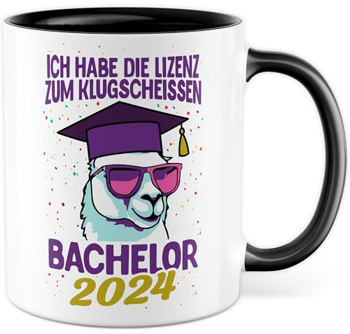Bachelor Tasse mit Spruch - Geschenk Ich habe die Lizenz zum Klugscheißen Bachelor 2025 - Kaffeetasse aus Keramik 330ml - Bachelor Bachelorand Hochschulabschluss Abschlussgeschenk (Bachelor)