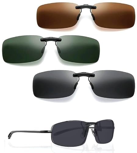 Elegance-go Polarisierte Brille Clip,3 Stück Sonnenbrille Clip Herren Dame Polarisiert Clip Sonnenbrille Aufsatz Clip on Sonnenbrille für Männer Frauen Fahren Reise Outdoor Sport(3 Farben)