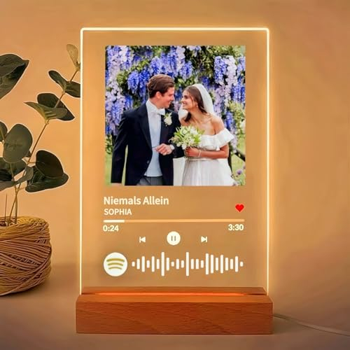 Generic Spotify Glas Personalisiert Geschenke - Song Cover Glas Bild mit Foto Spotify Platte Acrylglas, Personalisierte Jahrestag Valentinstag Geschenke für Ihn Sie Männer Frauen Freundin Pärchen