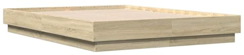 vidaXL Bettgestell, Bett mit Sperrholzlatten, Bettrahmen für Schlafzimmer, Schlafzimmerbett Doppelbett, Sonoma-Eiche 135x190cm Holzwerkstoff