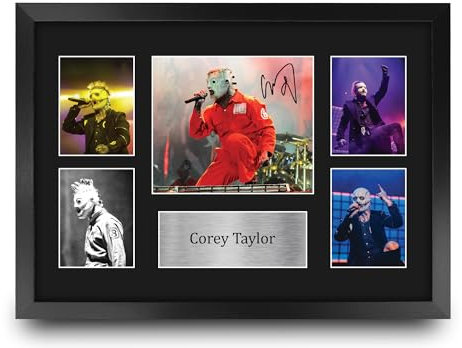 HWC Trading FR A3 Corey Taylor Geschenke Geducktes Signiertes Autogramm Foto für Fans von Musik Memorabilien - A3 Gerahmt