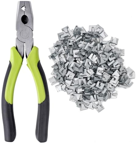 MUYIRTED Pince Pour Grillage Et 300 Clips, Jeu De Pinces Attache Grillage Rigide, Pince Métallique Pour La Fixation Des Filets De Poulailler, Des Clôtures, Des Cages Pour Animaux De Compagnie, Vert