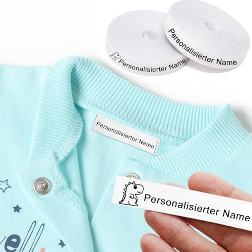 RUBY 100 Etiquetas termoadhesivas personalizadas para ropa ,NOMBRE PERSONALIZADO,Etiquetas de tela para planchar con CERTIFICADO ECOLÓGICO ideales para niños, bebés y abuelos Residencias de Ancianos.