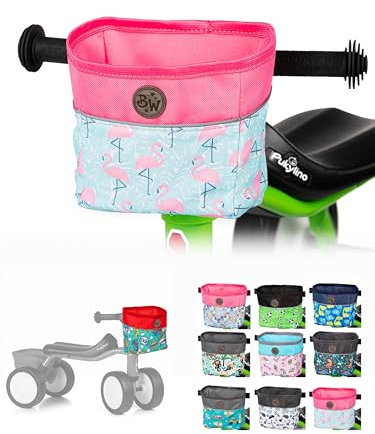 BAMBINIWELT Kinder Lenkerkorb – Tasche für Laufrad, Dreirad & Rutschfahrzeuge– für PUKYlino, WUTSCH, FITSCH & My First PUKY – wasserabweisend, robust & mit Reflektorstreifen, Farbe: Modell 25