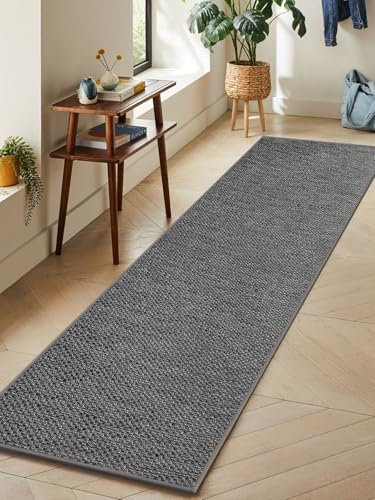 LEKEEPGO Alfombra Cocina Lavable Antideslizante 64x240cm, Alfombras Cocina Lavable, Alfombra Pasillo Larga, Tapete Cocina, Absorbente Alfombra para Cocina, Comedor, Pasillo, Lavadero, Gris