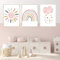 JEYORZY Juego de 3 pósteres para habitación infantil，decoración de pared，Laminas Decorativas，arcoiris, sol, nubes Cuadros de Niña para Habitación Infantil，A4(sin Marco)