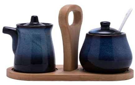 YAIUNHIQ Milk Jug And Sugar Sets, Sugar Bowl And Creamer Set, Coffee Serving Set With Gradient Vintage Gloss,A