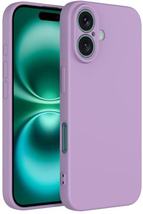 Captor Cover iPhone 16 Custodia Colorata in Silicone Liquido, Antiurto, Flessibile, Bordo Rialzato per Schermo e Protezione Fotocamera, Morbida Con Microfibra Interna per iPhone 16 Cover (Viola Lilla)