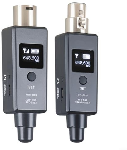 Wireless XLR Transmitter and Receiver, Microphone Transmitter, U3 Transmitter, 2.4GHz Microphone Wired Converter Receiver, Wireless Adapter for Dynamic Microphone