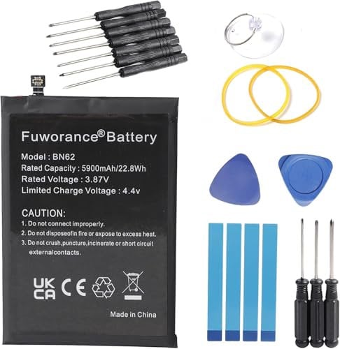 Fuworance 5900mAh 3.87V BN62 Replacement Battery Compatible with Xiaomi Poco M3, Compatible with Redmi Note 9 4G/9T M2010J19SG, M2010J19SY, M2010J19CG, M2010J19CI Lithium-Polymer Battery + Repair Tool