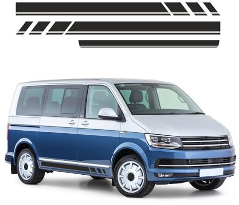 Seitenstreifen Ersatz für VW T5 T6 T6.1 California 2003-2024, 2xSeitenaufkleber + 1xHeckklappenaufkleber, Seitenstreifen Aufkleber Transporter, Schwarz