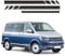 Seitenstreifen Ersatz für VW T5 T6 T6.1 California 2003-2024, 2xSeitenaufkleber + 1xHeckklappenaufkleber, Seitenstreifen Aufkleber Transporter, Schwarz