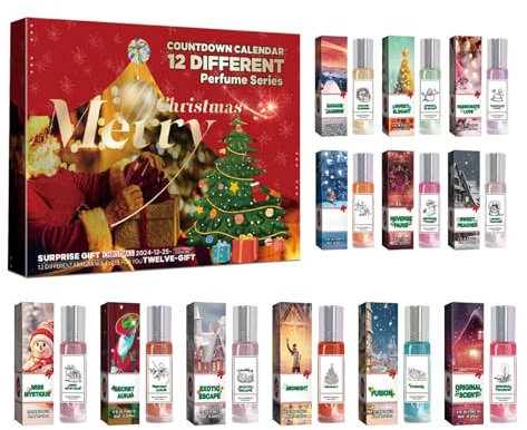 Parfum Adventskalender 2024 Frauen - 9/12 Teiliges Duftset, Pheromone Parfum Woman, Pheromone Parfüm Set, Mini Parfüm Adventskalender 2024 für Sie, Weihnachts-Geschenkset für Frauen (12PC)