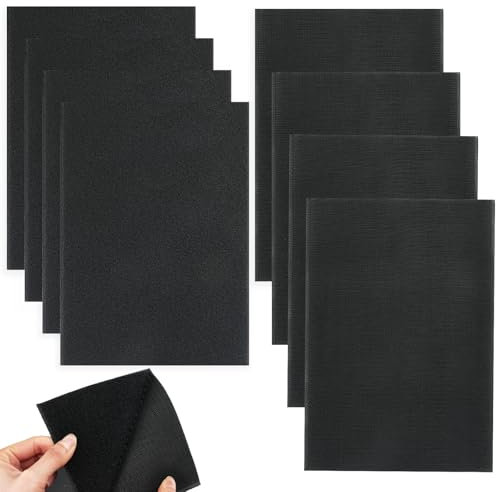 4er-Pack Klettband zum Nähen, 20x30CM Klettverschluss zum Nähen, Schwarz Klettband Breit, Klett zum nähen, Klettstreifen für Textilien, Kleidung, Schuhe