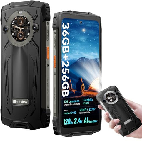 Blackview BV8200 Android 14 Rugged Smartphone, 170LM Torcia Super-luminosa, 6.5 120Hz +1.3 Doppio Schermo, 36(12+24)GB+256GB Telefono Indistruttibile, 50MP+32MP , Fingerprint/NFC/GPS/2 Anni Garanzia