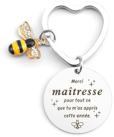 Porte Clef Maitresse,Cadeau Maitresse D'école,Cadeau Maitresse D'école Fin D'année,Merci Maitresse,Cadeau Atsem Aesh Institutrice,Cadeau Maitresse d'école Maternelle Professeur,Cadeau Maitresse Pâques