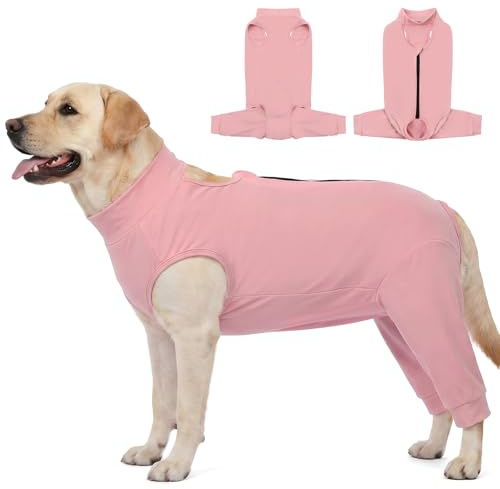 AOFITEE Hundebody Nach Op, Atmungsaktiv Wundschutzanzug für Hunde Nach Op, Hundebody Nach Op Hündin mit Bein, Hund Leckschutz für Hinterbeine Anti-lecken Schutzanzug nach Kastration, Rosa 2XL