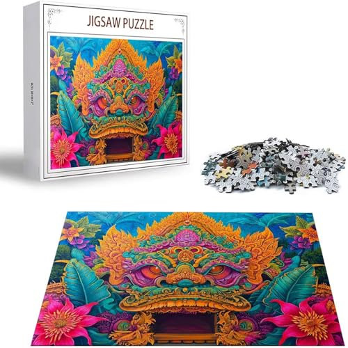 Puzzle 1000 Teile Bali Puzzle Erwachsene, Holzpuzzle Erwachsene Puzzelmatten, Mehrfarbig Holzpuzzle, Klassische Puzzles Farbe Wooden Jigsaw, Geschicklichkeitsspiel für die Ganze Familie, Geschenk S-3