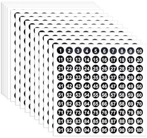 Nogeqi 60 Blatt Zahlen Aufkleber 1 bis 100, Schwarz Klein Klebezahlen Wetterfest Zahlen zum Aufkleben, Number Stickers Runde Zahlenaufkleber 1–100 für Büro Heim Schließfach, 10mm, 6000 Stück