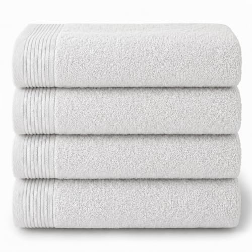 NOVOTEXTIL Toallas Lavabo 50x100 cm – Juego de 4 Toallas de Mano 100% Algodón 500 g/m² – Alta Absorción y Suavidad – Baño, Cocina o Tocador (Blanco)