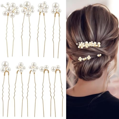 9-teilige Perlen-Hochzeitshaarnadel, exquisite Hochzeitsaccessoires, wunderschöne Perlen-Haarnadel-Dekorationen für Frauen, Braut-Haarnadel-Dekor, geeignet für Bräute, Brautjungfern und Gastgeber