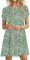 PLOKNRD Robe D'été Femme Manches Pétales T Shirt Robe A-Line Casual Robe col Rond Décontractée Chic et Elegant Robes(Feuilles d'olivier,2XL