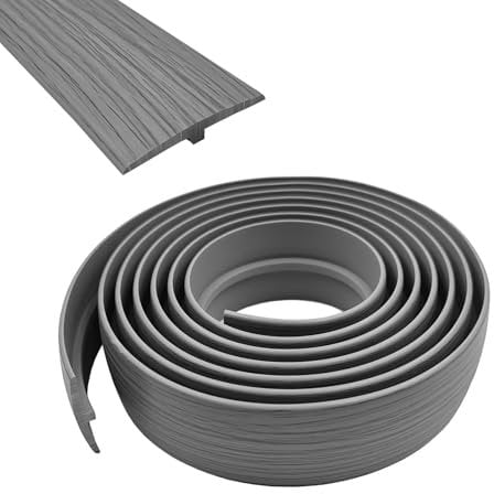 T Molding Trim,Floor Transition Strip 5cm×3m T Section Bar PVC Flat Divider Strip Laminate Profile Flooring Edge Trim for Door Threshold Joining Flooring Gaps of Laminate Plank Tile (Gray Wood, 5M)