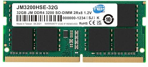 SIMPLETEK - Modulo RAM DDR4 SODIMM 32 GB 3200 MHz CL22 1,2 V non‑ECC, formato notebook/AIO