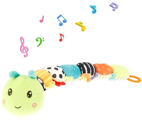 harupink Baby Spielzeug 0 3 6 Monate Raupe Musikspielzeug,5 in 1Montessori Sensorik Spielzeug Baby Geschenk Mädchen Musikalisches Plüschtier mit Rassel,Beißring und Größe messung, Geschenk zur Geburt