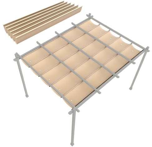 Wasserdichtes Ersatzdach für Pavillon, Pergola, langlebiger Sonnenschutz mit 10 Drainagelöchern, 3 x 4 m, wetterbeständige Outdoor-Abdeckung, Khaki