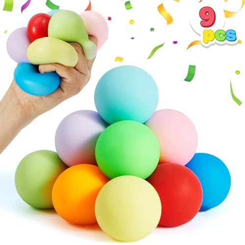 JOYIN 9 stycken Slow-Rise stressboll, 9 färgleksaker för vuxna, fidget toys squishy leksak för gåvor, handterapibollar för ångestreducering