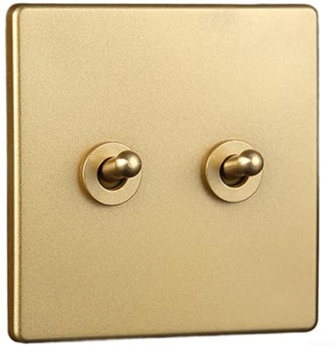 Elektrischer Kippschalter mit Vintage-Messing-Hebel und PC-Panel, selbstschließendes Design, rote Kupfer- und Phosphorbronze-Kontakte für langfristige Nutzung (2-Gang)