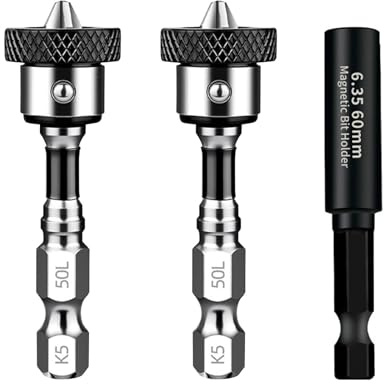 KEWAYO Drywall Screw Setter 1/4 Magnetic Plasterboard Screwdriver Bit with Hex Key Extension Adapter, 50mm 3 Piece