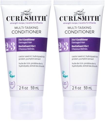 Curlsmith - Multi-Tasking Conditioner, 3 in 1 Haarspülung mit Proteinen, für geschädigtes Haar (59ml) (Packung mit 2)