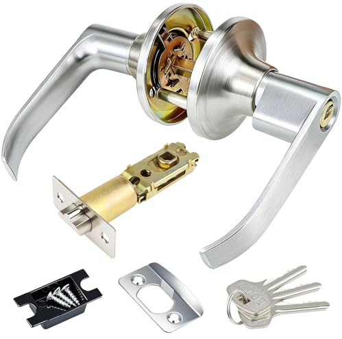 BaBahuanhuan Interior Door Lock with Key, Bedroom Bathroom Handle with Keys
