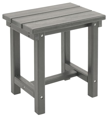 FurniSoar Adirondack Quadratischer Beistelltisch für Terrasse & Garten, HDPE Komposittisch, Wetterfester Außentisch, Kleiner Seitentisch für Balkon, Pool, Terrasse (Grau)