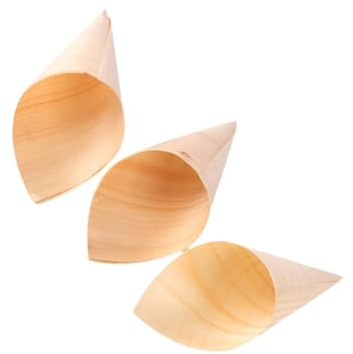 HEMOTON Cornets en Bois Jetables pour Glace 15,5 X 6 Cm, 50 Pièces, Coupes Coniques Écologiques pour Crème Glacée, Amuse-bouches et Présentations Festives, Usage Unique Pratique