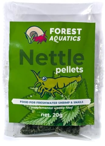 Nässelpellets foder för akvarium, räkor och sniglar, 20 g