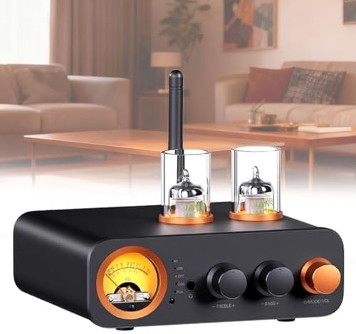 Integrated Amplifier, 2 Channel Stereo Power Amp with DAC, Bluetooth & USB/OPT/COAX/RCA for HiFi Speakers and 3.5mm Headphones